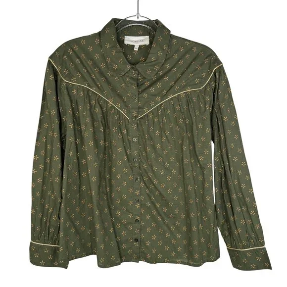 The GREAT. The Westerner Top in Army with Gold Stamp Vanity Size 0 = US X-Small - Picture 3 of 12